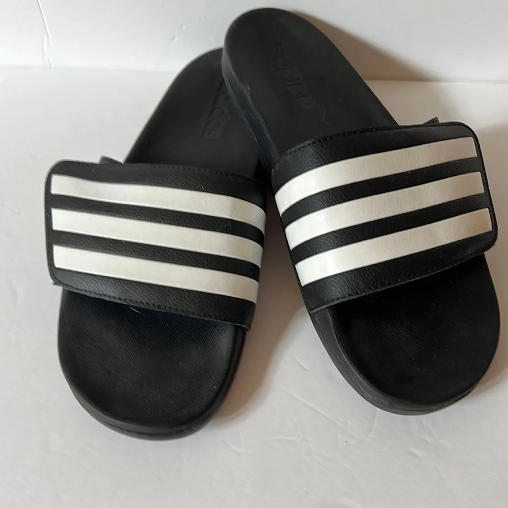 adidas | Shoes | Mens Adidas Slides Black White Striped  display picture 1